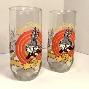 Vtg Happy Birthday Bugs Bunny Glasses 50th Anniversary Warner Bros Looney Tunes